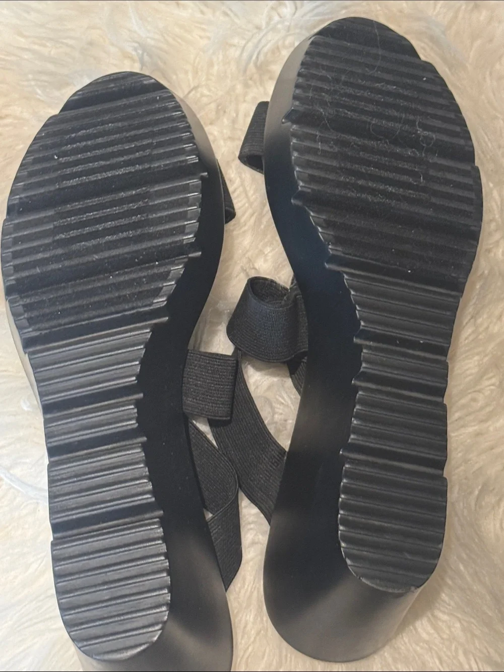 Charles by Charles David Black Elastic Strap Wedge Sandals 9.5